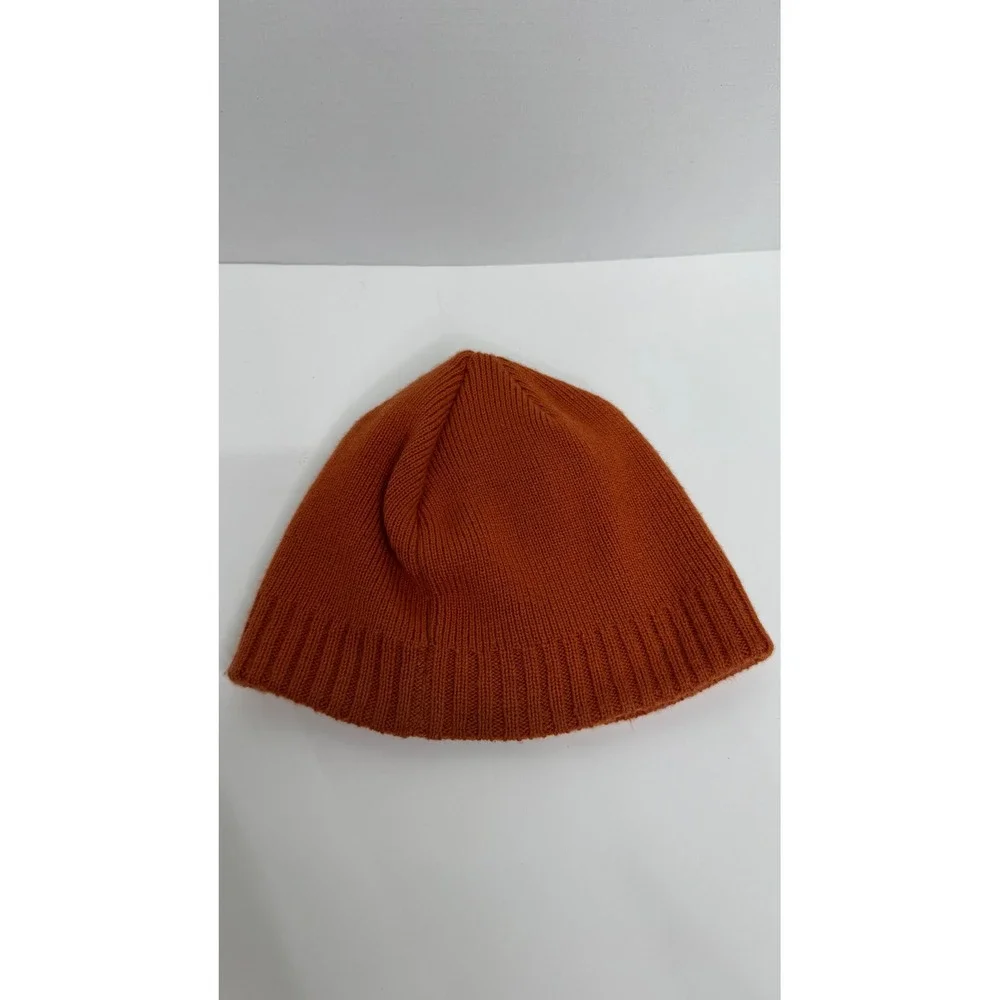 Merrell Burnt Orange Knit Beanie Wool Blend Ribbed Cuff Logo Patch Hat One Size